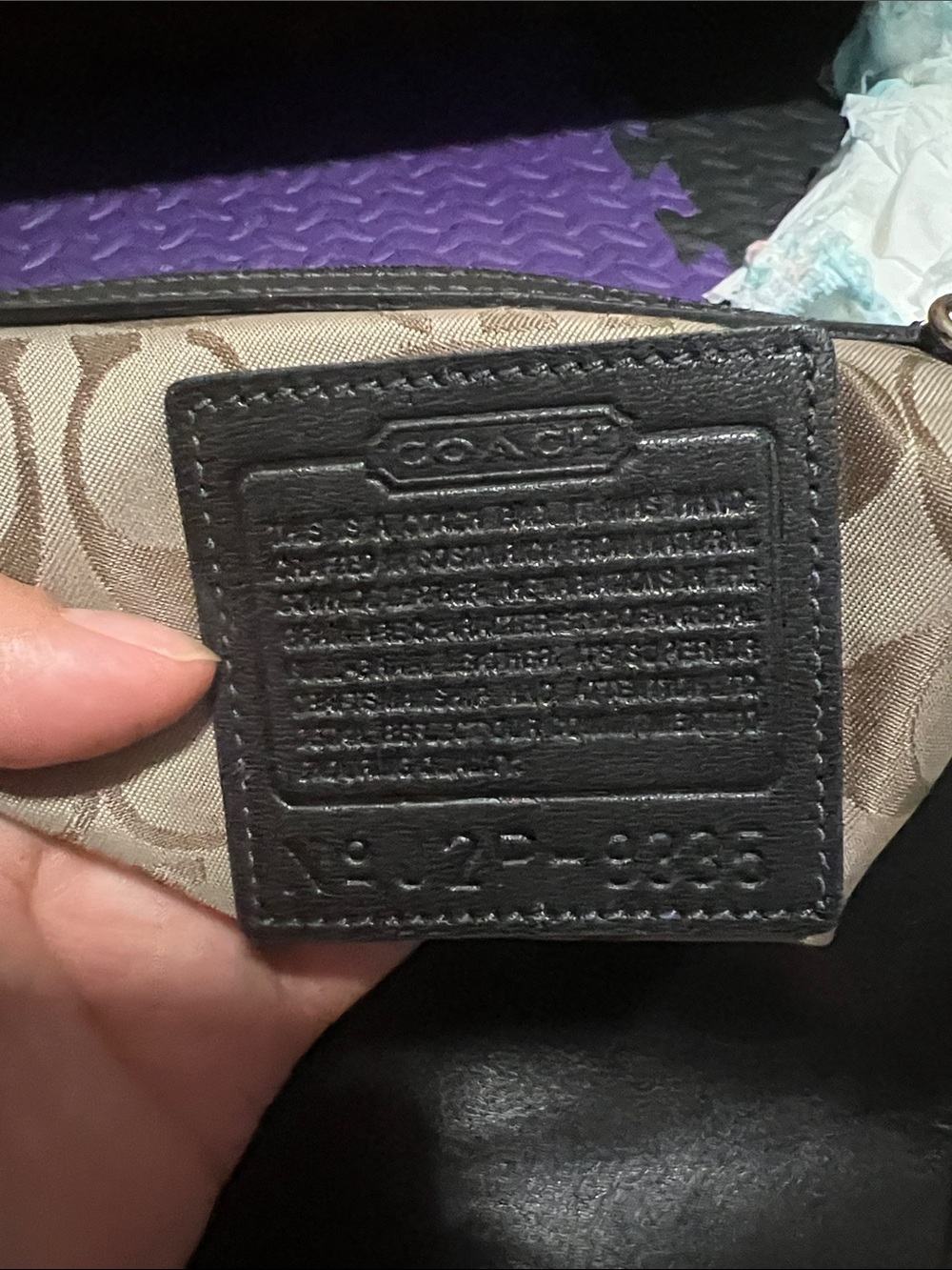 Coach Signature Canvas Wristlet with Dark Brown Leather Patch